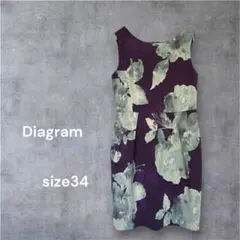 Diagram ノースリーブひざ丈ワンピース size 34 花柄 紫