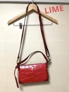 【未使用】LIME本革 2wayクロコ型押し ミニショルダー　日本製　赤