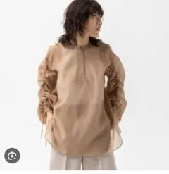 CITEN 詩典 雪紡褶皺襯衫 摩卡色 均碼