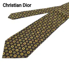✨極美品✨Diorクリスチャンディオール♥️ ネクタイ 高級シルク 総柄 紺 金