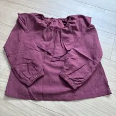 ビッグカラー 長袖ブラウス ボルドー