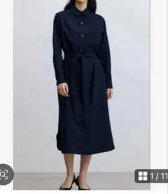 ソージュ　ソフトオックスシャツワンピース ウエストベルト付き