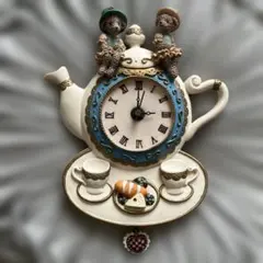 ティーポット型壁掛け時計 陶器製