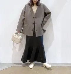 LOWRYS FARM ウールライクノーカラージャケット