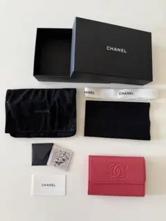 【新品】CHANEL シャネル ココマーク 三つ折り財布 ピンク キャビアスキン
