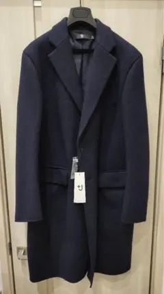 未使用ユニクロ +J ウールブレンドチェスターコート XL ネイビー　管理F20