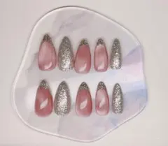 マグネットガラスフレンチネイルチップ10個セット