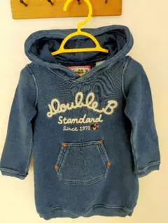 Double B フード付きトレーナー デニムブルー90