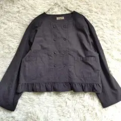 SM2 Samansa Mos2 綿麻裾フリルダブルボタンショートジャケット