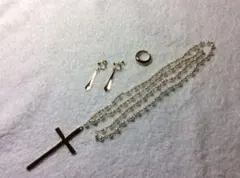 【新品未使用】イミテーションのネックレス・リング・イヤリング 3点セット