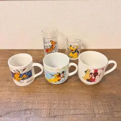 Disney プルート マグカップ グラス 5点セット 레트로 묶음 판매