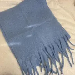 ライトブルー水色 フリンジ付きマフラー