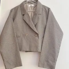 611.7 wego ショートテーラードジャケット 韓国 チェック柄