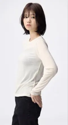 GU ソフトシアークルーネック natural