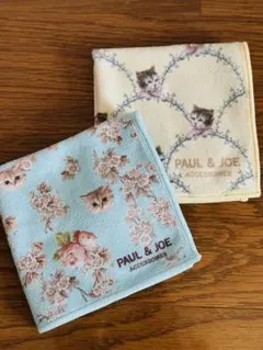 2点セット PAUL&JOE ポール&ジョー ハンカチ ねこ ネコ 猫 花柄のサムネイル
