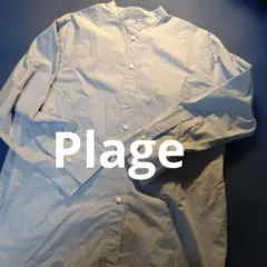 Plage de charme 長袖 バンドカラーシャツ薄いブルー色のサムネイル