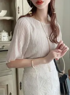 GRL キャミソール付き波プリーツプルオーバー