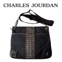 シャルルジョルダン ショルダーバッグ 黒 ロゴキャンバス カジュアル 斜め掛け