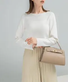 新品 アーバンリサーチ ロッソ シルク混スリットスリーブリブニット ホワイト 春