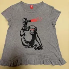 キッズ 半袖Tシャツ グレー 猿デザインのサムネイル