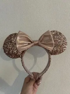 ディズニー　スパンコール　ミニーカチューシャ