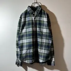Lands' End チェック柄フランネルシャツ Mサイズ