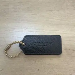 COACH コーチ タグ チャーム キーホルダー ブラック レザー
