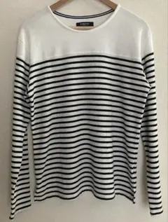 Doublefocus 長袖　カットソー　白　ボーダー　メンズ　M