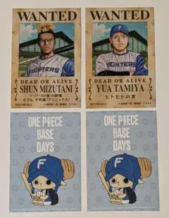 日本ハムファイターズ✕ワンピース 手配書ステッカー　田宮・水谷選手　非売品