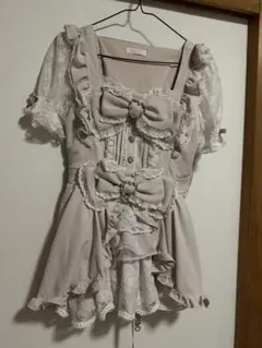 LIZLISA フロントカシュクールBIGリボン セットアップ ピンク　半袖