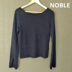 NOBLE　2023 ベビーアルパカミックススリットニット ネイビー 　日本製