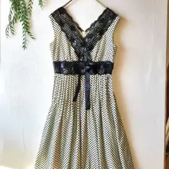 キスミス『M』ドット ノースリーブ ワンピース レース バックリボン フォーマル