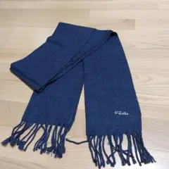 Feuille ダークブルー ヘリンボーンマフラー