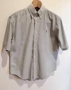 90s ラルフローレン 半袖シャツ S チェック BD 美品 ポニー