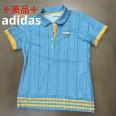 【美品】adidasゴルフ　シャツ　ニット風デザイン　ターコイズ　L