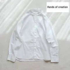 ❁【良品】Hands of creation リネン混 フリルブラウス ホワイトのサムネイル