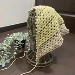 ‪☆UVコットン バブーシュカ/ヘッドドレス 三角巾‪☆ライトイエロー
