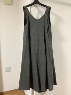 未使用品　グレンチェックツイード　Vネック ノースリーブ ワンピース　フリーサイ