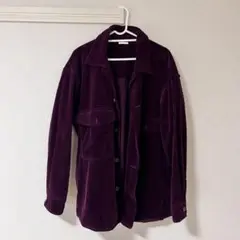 GU ジーユー コーデュロイCPOシャツ パープル XLサイズ（オーバーサイズ）