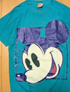 90s Disney Vintage Mickey ビッグロゴ Tシャツ M