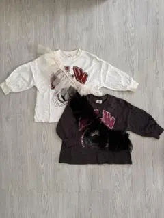 マイリトルワンダー　フリルカットソー100cm ブラック