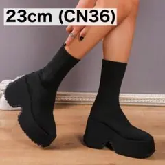 【最安値】SHEIN 厚底ブーツ 23cm CN36 ブラック