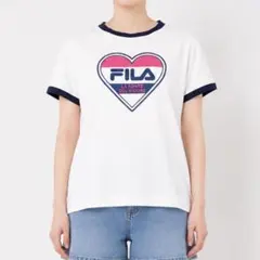 美品 FILA ハートロゴ リンガーTシャツ ホワイトのサムネイル