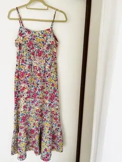 GU 花柄 キャミソールワンピース ロング丈 マルチカラー Sサイズ
