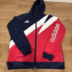 adidas フルジップ ジャケット 160 ネイビー/ピンク
