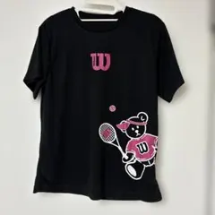 Wilson テニス ウエアレディースTシャツ Lサイズ 黒ウィルソンベアー
