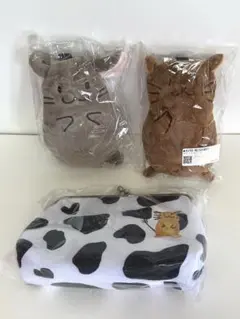 牛沢 こむぎくん ひなたくん ポーチ 牛柄がま口ポーチ 3点セット レベルグッズ