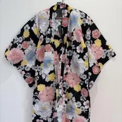 女性用浴衣、黒、花柄、美品