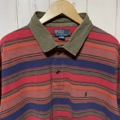 90s ラルフローレン 激レア ヴィンテージ ボーダー マルチカラー ポロシャツ