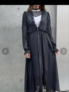 eat me シースルーガウン　黒ドット　ロングガウンのサムネイル